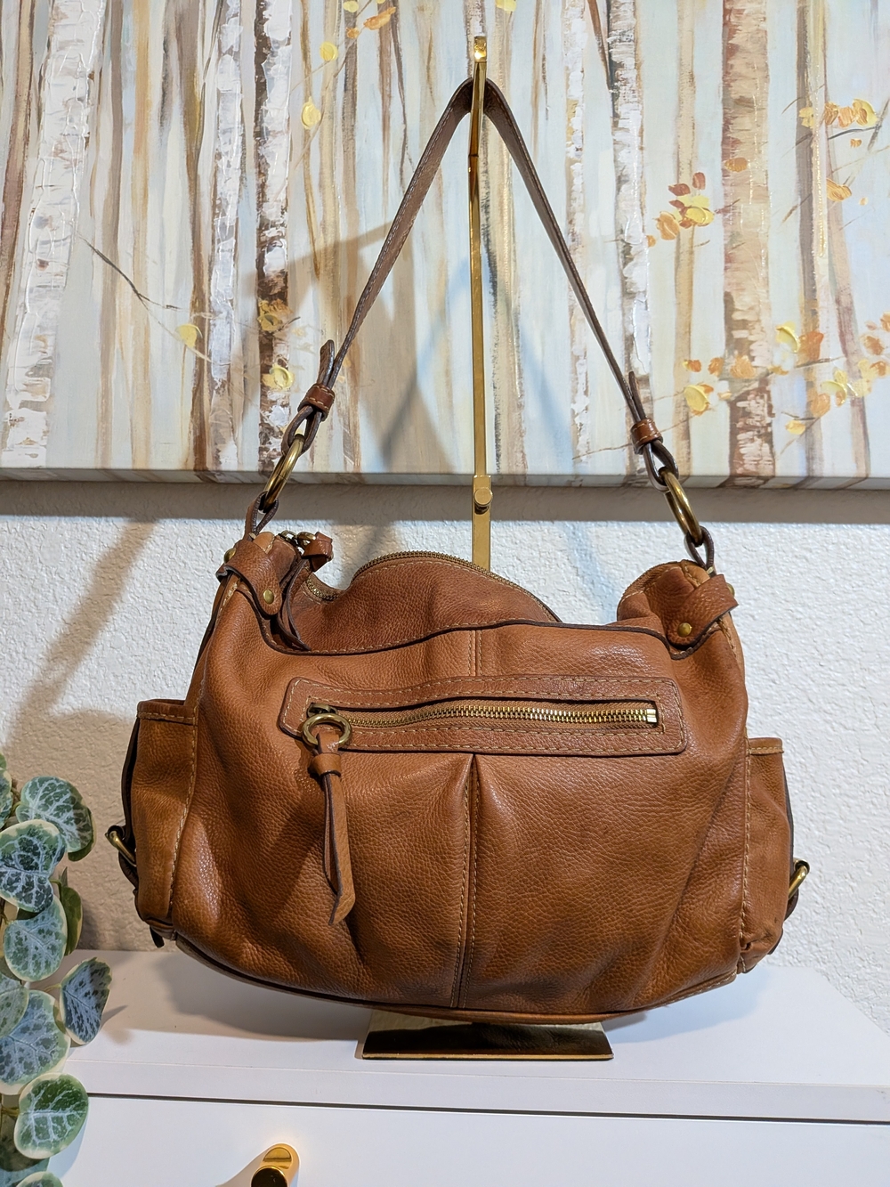 Fossil Brown Leather Hobo Slouchy Shoulder Bag